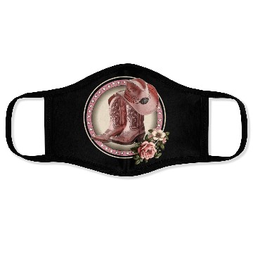 Discover PINK COWGIRL BOOTS, PINK COWGIRL HAT RETRO WESTERN Face Masks