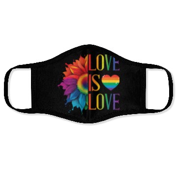 Discover Rainbow Sunflower Love Is Love LGBT Gay Pride Face Masks