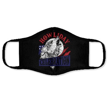Discover Wolf 4th of July American Flag Howling Wolves Face Masks