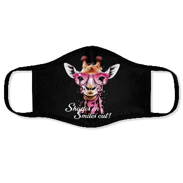 Discover A FUNNY GIRAFFE WITH PINK SUNGLASS Face Masks