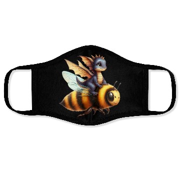 Discover Fun Baby Dragon Riding a Bumble Bee Face Masks