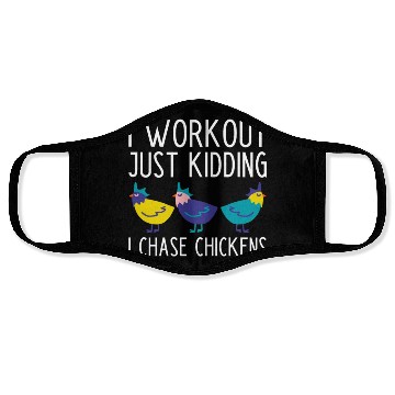 Discover Funny Chasing Chickens Farmer Slogan Face Masks