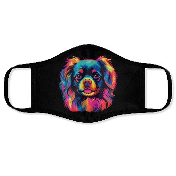 Discover Watercolor Colorful Tibetan Spaniel Face Masks