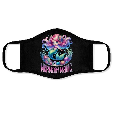 Discover Cute Mermaid Magic Graphic, Colorful Ocean Fantasy Face Masks