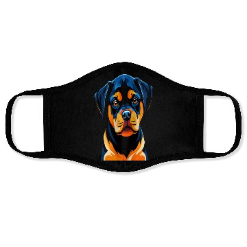 Discover Cute Rottweiler Puppy's Illustration Face Masks