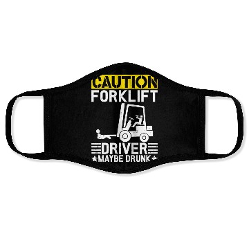 Discover Funny Forklift Caution Forklift Driver Face Masks