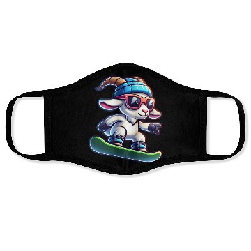 Discover Snowboarder Goat Winter Adventure Face Masks