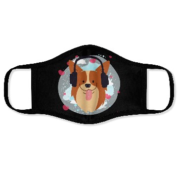 Discover Joy Dog Love Music Using Headphone Cheer Happy Face Masks