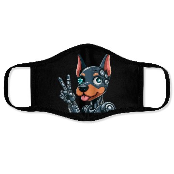 Discover Cyborg Doberman Robot Dog Futuristic Design Face Masks