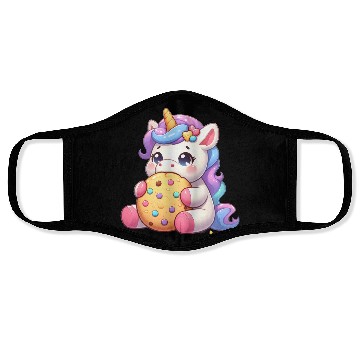 Discover Unicorn Enjoying a Cookie Face Masks