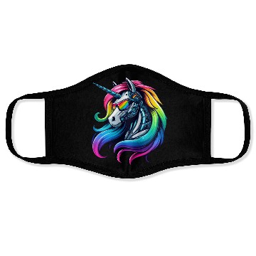 Discover Cool Cyborg Unicorn Rainbow Face Masks
