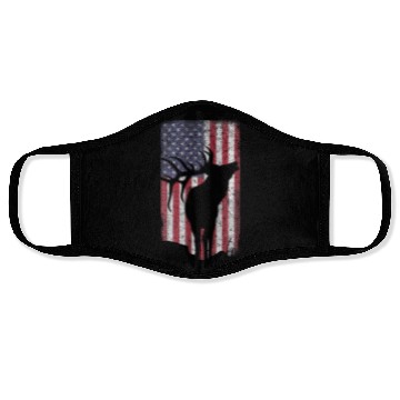 Discover Elk Hunting Bugling Bull US Flag American Face Masks