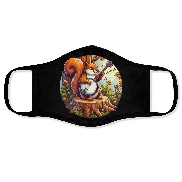Discover Squirrel Playing Banjo Face Masks