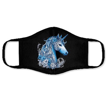 Discover Abstract blue unicorn Face Masks