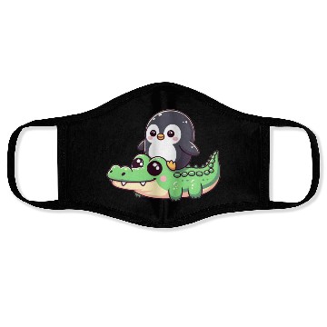 Discover Penguin on crocodile safar Face Masks
