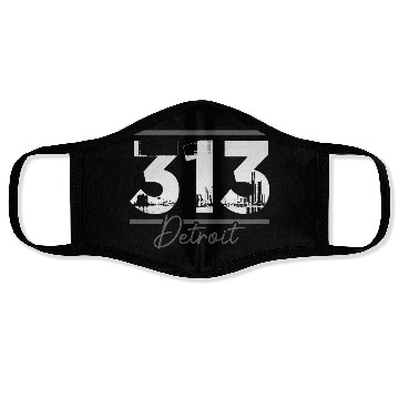 Discover Detroit 313 Area Code Skyline Michigan Face Masks