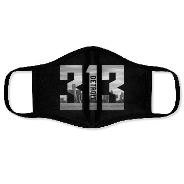 Discover Detroit Michigan 313 Area Code Skyline Face Masks