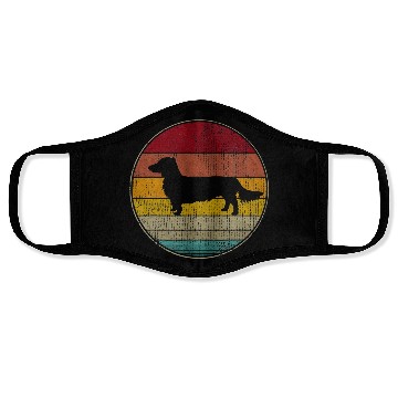 Discover Long Haired Dachshund Dog Silhouette Pet Lover Face Masks