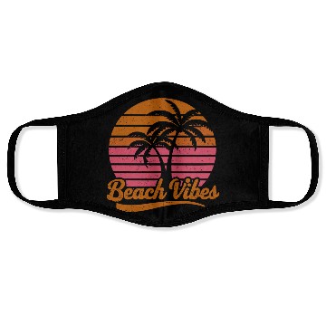Discover Beach Vibes Retro Sun Vacation Palms Face Masks