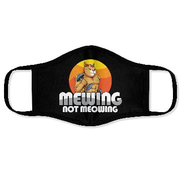 Discover Funny Cat Meme Mewing Not Meowing Jawline Face Masks