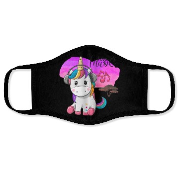 Discover Unicorn Using Headphone Listening To Music Face Masks