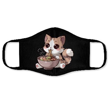 Discover Kawaii Cat Eating Ramen Face Masks