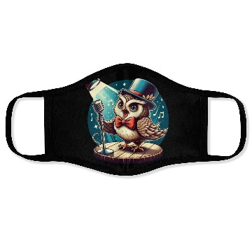 Discover Cute Owl With A Hat Singing Karaoke Face Masks