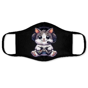Discover Cute Gaming Cat Playing Console Video Game Face Masks