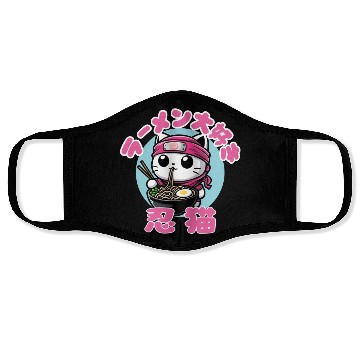 Discover Cat Ninja Eating Ramen Face Masks