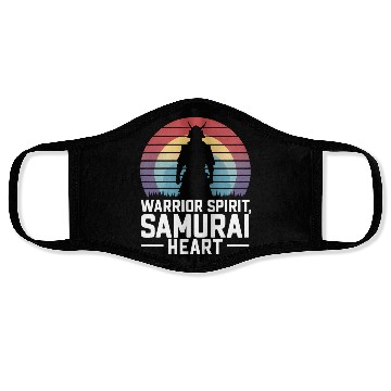 Discover Samurai On A Retro Sunset Face Masks