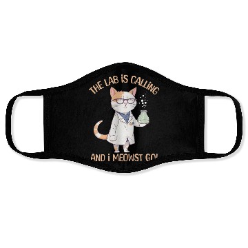 Discover Lab Calling Science Lab Cat Laboratory Chemistry Face Masks