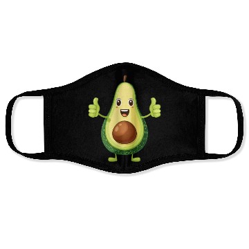 Discover Happy Avocado Thumbs Up Fun Expression Face Masks