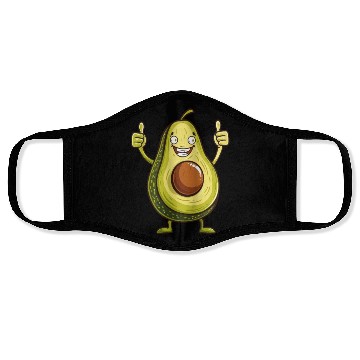 Discover Smiling Avocado Thumbs Up Fun Design Face Masks
