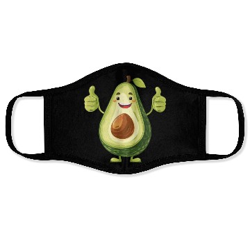 Discover Happy Avocado Thumbs Up Fun Expression Face Masks