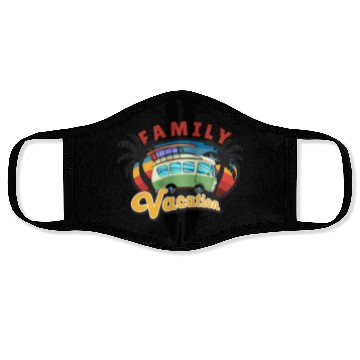 Discover mini bus on a family vacation trip Face Masks