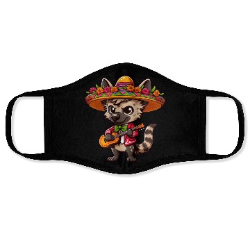 Discover Cinco de Mayo Hyena Mariachi Guitar Face Masks