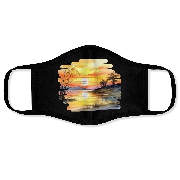 Discover Sunset on the river Face Masks