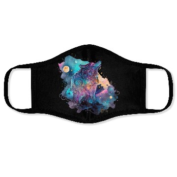 Discover Wolf Print, Cosmic Wolves, Animal Print, Cosmos Face Masks