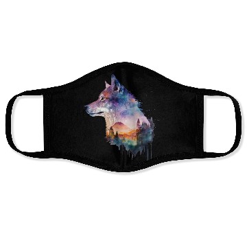 Discover Wolf Print, Cosmic Wolves, Animal Print, Cosmos Face Masks