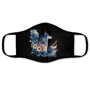Discover Wolf Print, Cosmic Wolves, Animal Print, Cosmos Face Masks