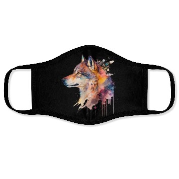Discover Wolf Print, Cosmic Wolves, Animal Print, Cosmos Face Masks