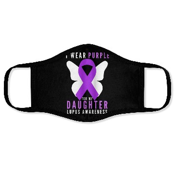 Discover I wear purple for my daughter lupus awareness Face Masks