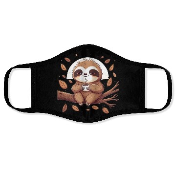 Discover Sloth Drinking Coffee Face Masks