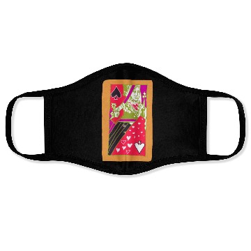 Discover Orange Queen Of Spades Playing Card Face Masks