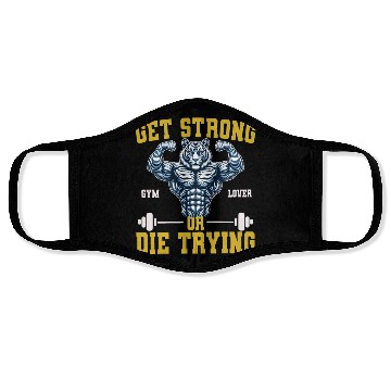 Discover tiger bodybuilding, get strong or die trying Face Masks