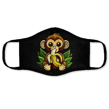 Discover Funny Monkey Eating a Banana Face Masks