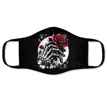 Discover Gothic Red Rose in Skeleton's Embrace Face Masks