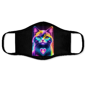 Discover Neon Cat Heart Face Masks