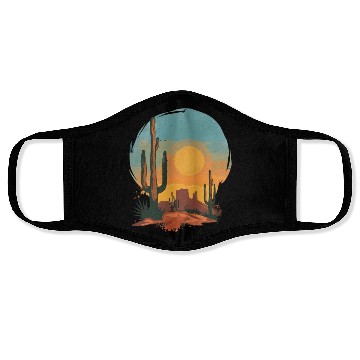 Discover Sunset Cactus Landscape Serenity Scene Face Masks