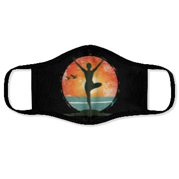 Discover Sunset Yoga Silhouette Peaceful Scene Face Masks